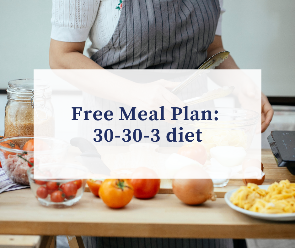 3-Day Meal Plan for the 30-30-3 diet (1200 to 1400 Daily Calories)