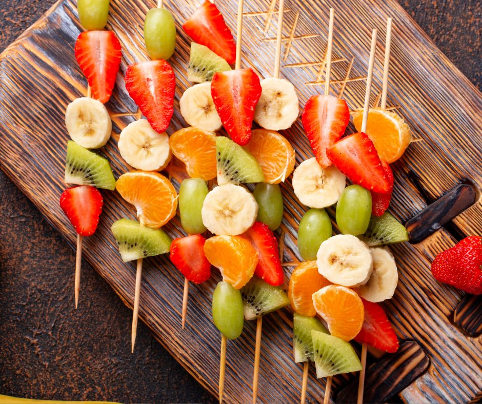 Fruit Skewers with Honey Greek Yogurt Dip